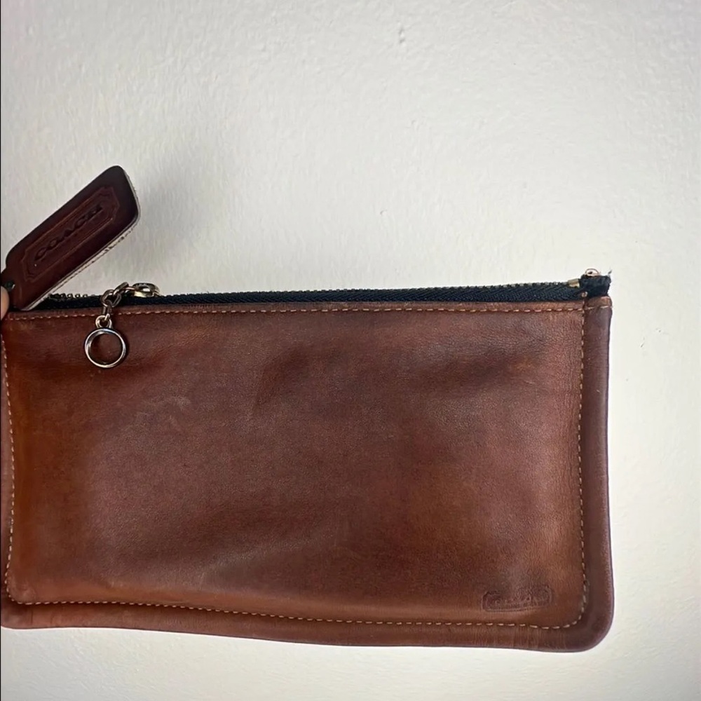 Vintage Coach British Tan Slim Makeup Bag